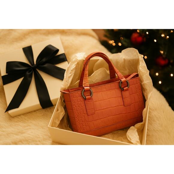 VTG Monsac Pink Croc Leather Tote Y2K Structured, Secret Santa Christmas Gift - Picture 1 of 15
